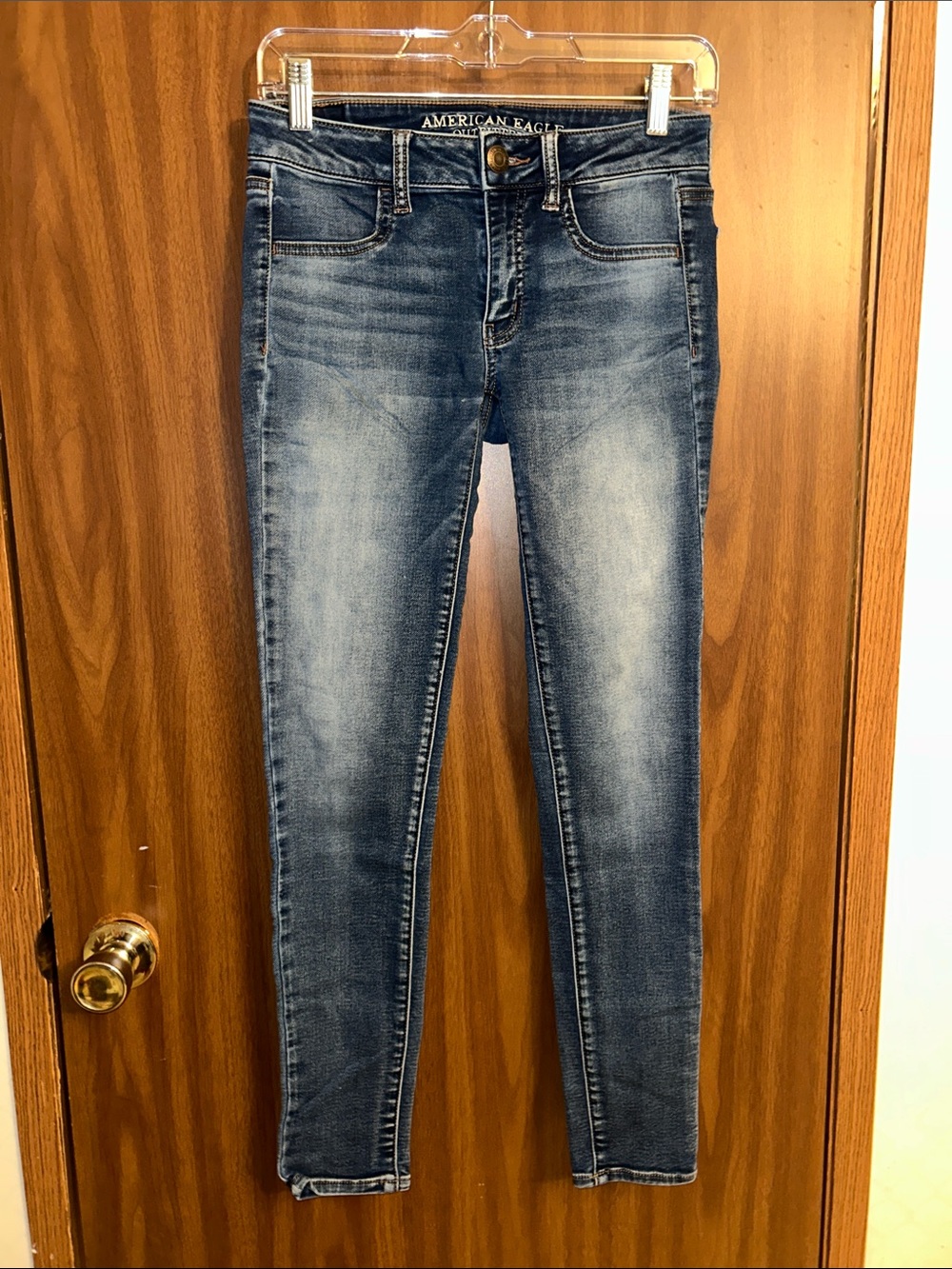 American Eagle Outfitters Womens Faded Denim Skinny Jeans - Blue Wash